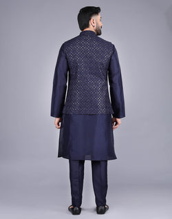 Collection of Blue Stylish Self Highlighted Thread and Sequence Design Kurta Jacket in a gallery layout