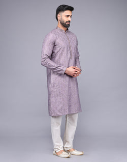 Collection of Elegant Onion Pink Embellished Work Kurta Pyjama Set in a gallery layout