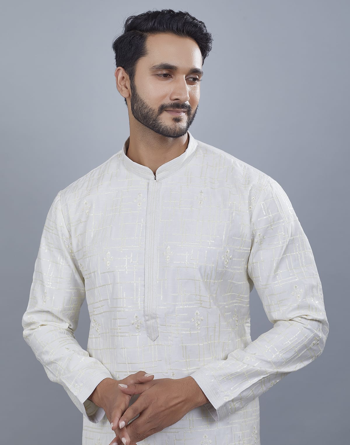 Collection of Stylish All Over Sequence Work Kurta Pajama in a gallery layout