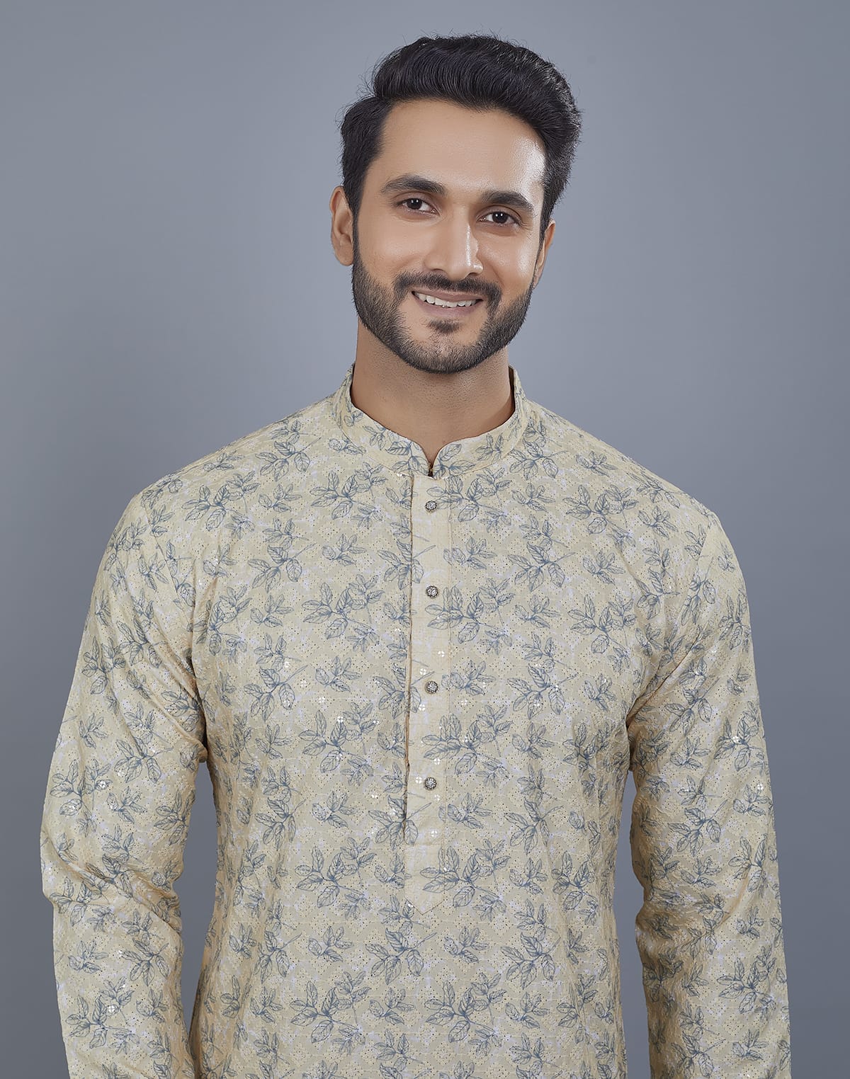 Collection of Floral Print Thread Embroidery work Kurta Set in a gallery layout