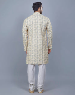 Collection of Floral Print Thread Embroidery work Kurta Set in a gallery layout