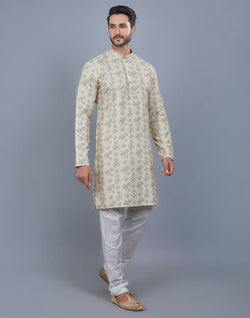 Collection of Floral Print Thread Embroidery work Kurta Set in a gallery layout