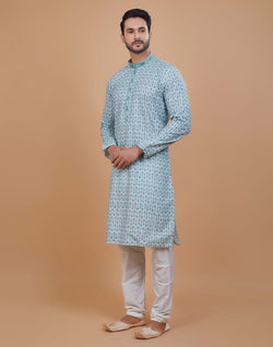 Collection of Green Coloured All Over Stunning Fully Embroidery work Kurta Set in a gallery layout