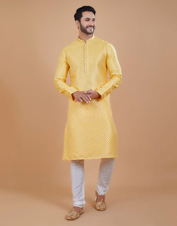 Collection of All Over Silver Bootis Jacquard Kurta Set in a gallery layout