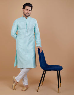 Collection of All Over Silver Bootis Kurta Set in a gallery layout