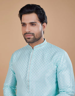 Collection of All Over Silver Bootis Kurta Set in a gallery layout