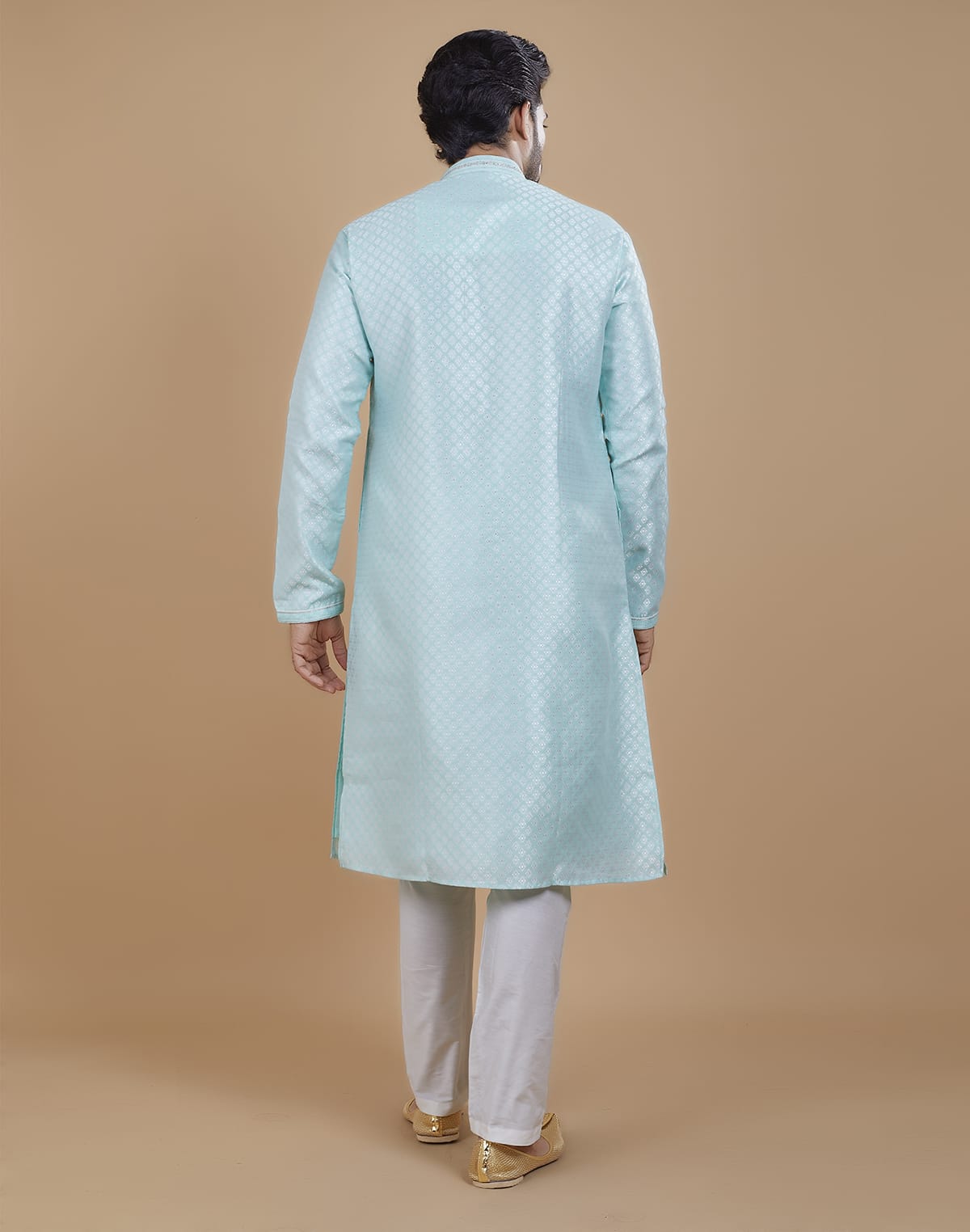 Collection of All Over Silver Bootis Kurta Set in a gallery layout