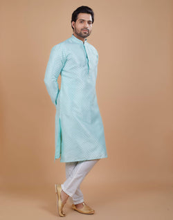 Collection of All Over Silver Bootis Kurta Set in a gallery layout