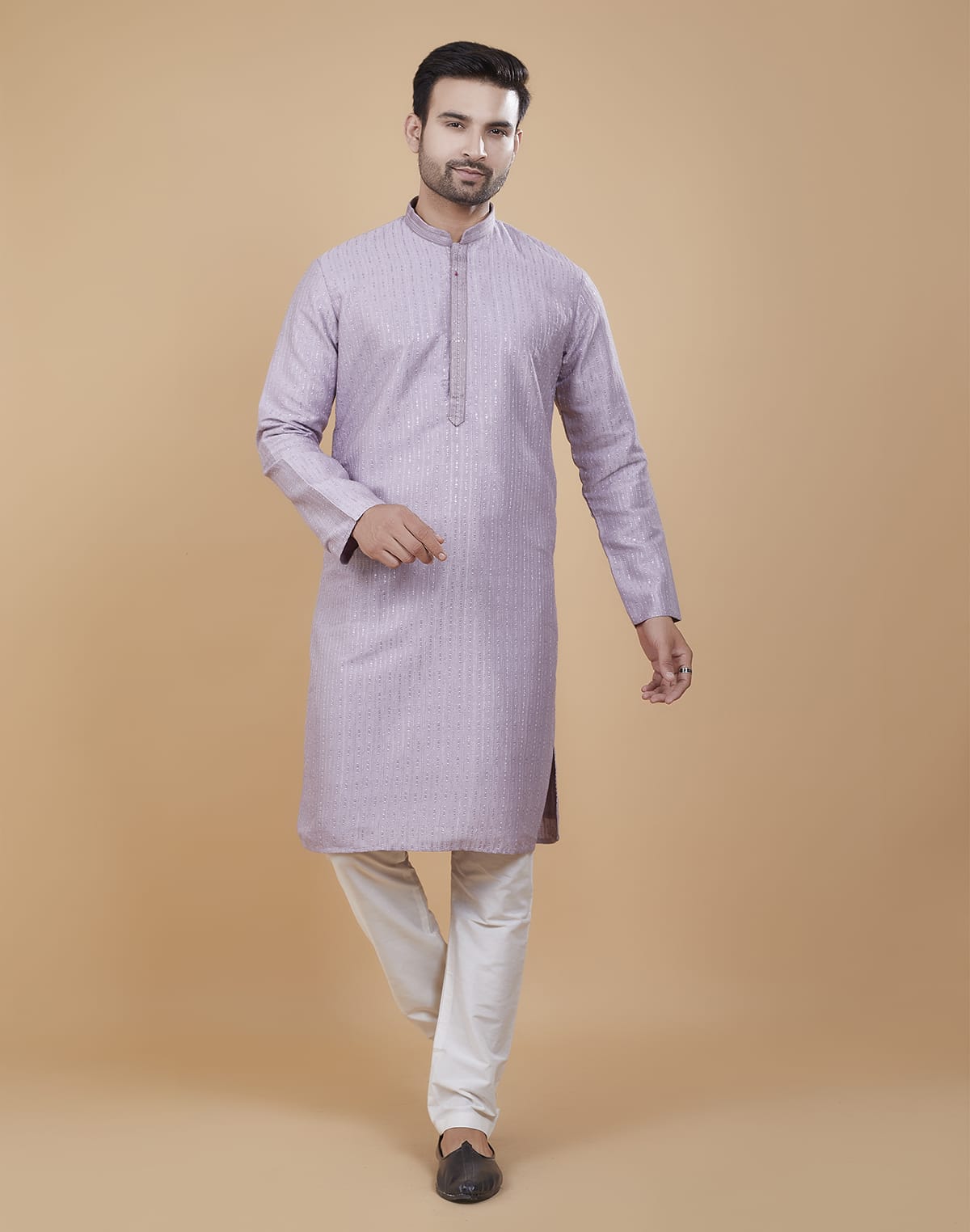 Collection of Lavender Colour All Over Sequence work Kurta Set in a gallery layout