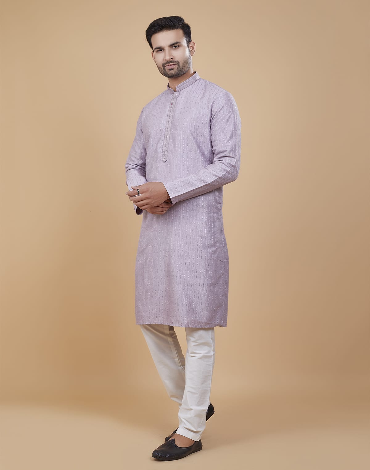 Collection of Lavender Colour All Over Sequence work Kurta Set in a gallery layout