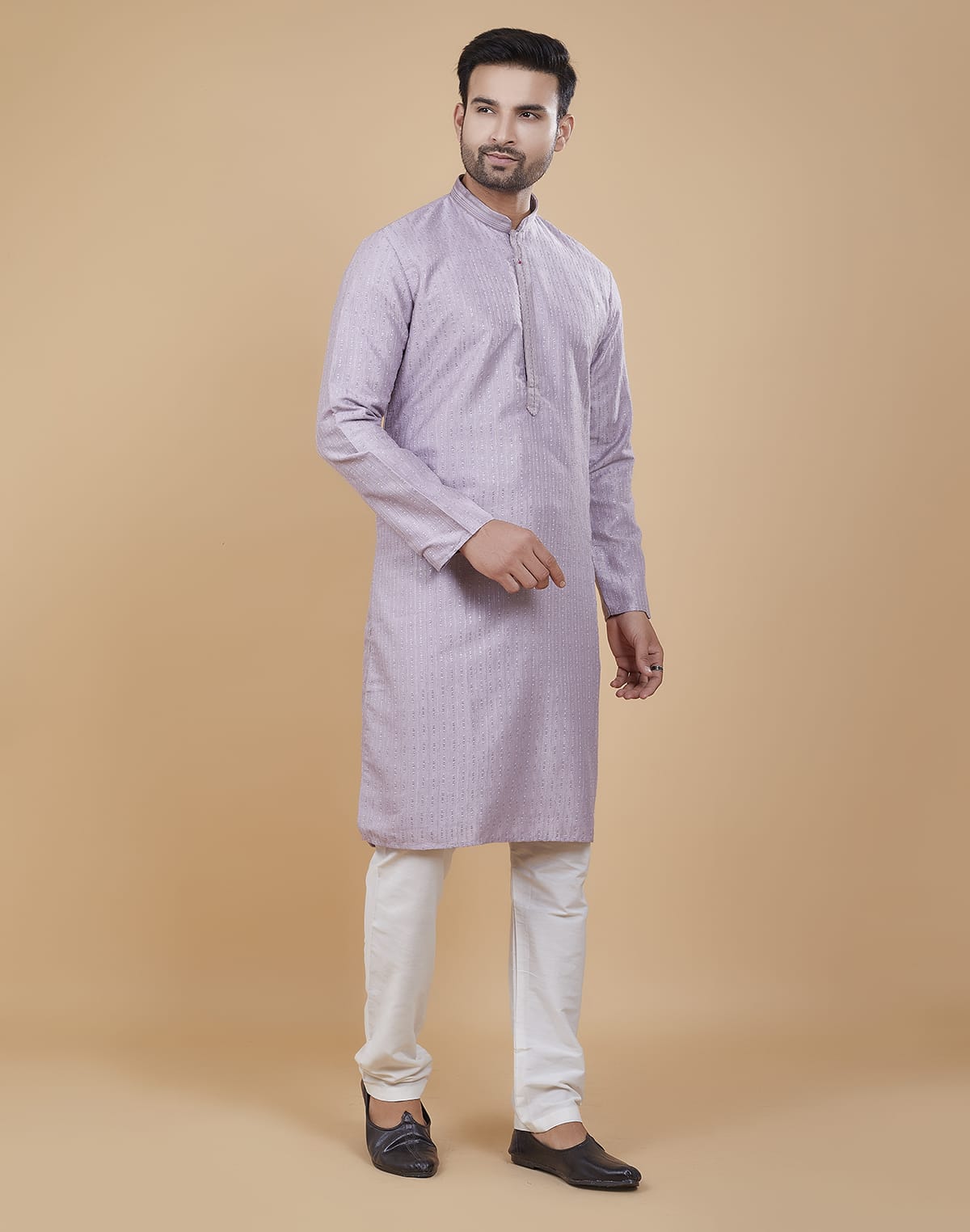 Collection of Lavender Colour All Over Sequence work Kurta Set in a gallery layout