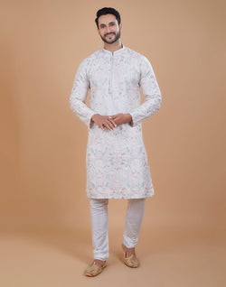 Collection of Floral Multi Color Embroidered work Kurta Pajama in a gallery layout