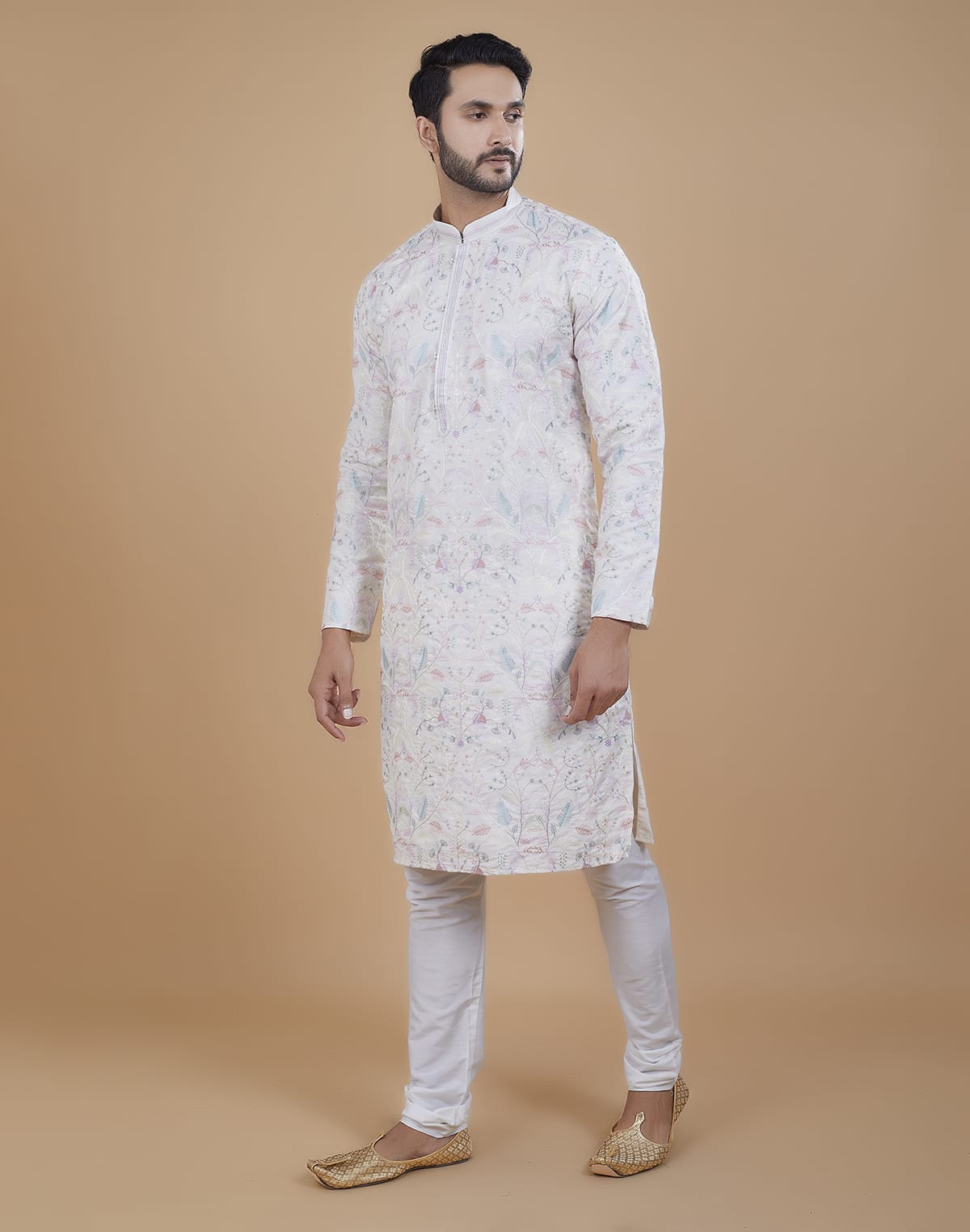 Collection of Floral Multi Color Embroidered work Kurta Pajama in a gallery layout