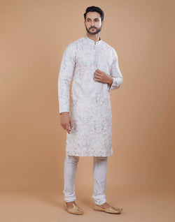 Collection of Floral Multi Color Embroidered work Kurta Pajama in a gallery layout