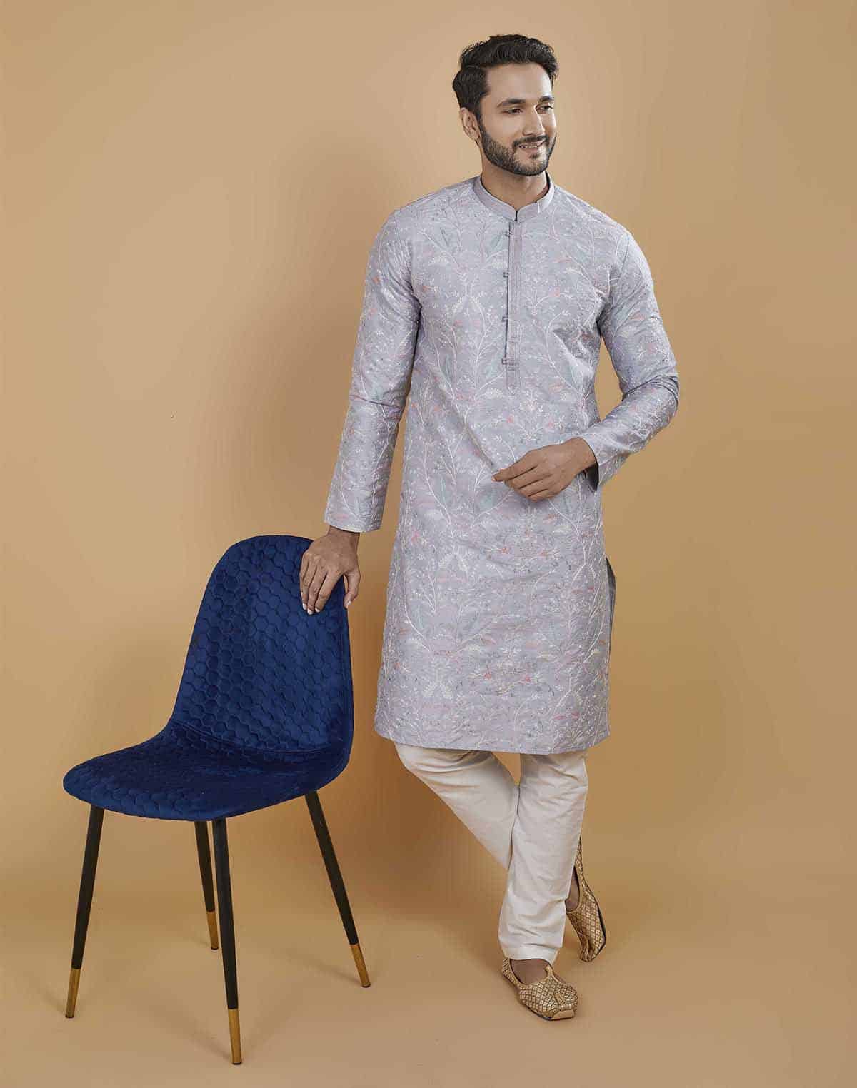 Traditional Floral Multi Color Embroidered work Kurta Pajama