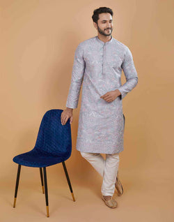 Collection of Traditional Floral Multi Color Embroidered work Kurta Pajama in a gallery layout