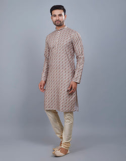 Collection of Brocade All Over Multi Color Stylish Printed Kurta Set in a gallery layout