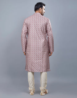 Collection of Brocade All Over Multi Color Printed Kurta Set in a gallery layout