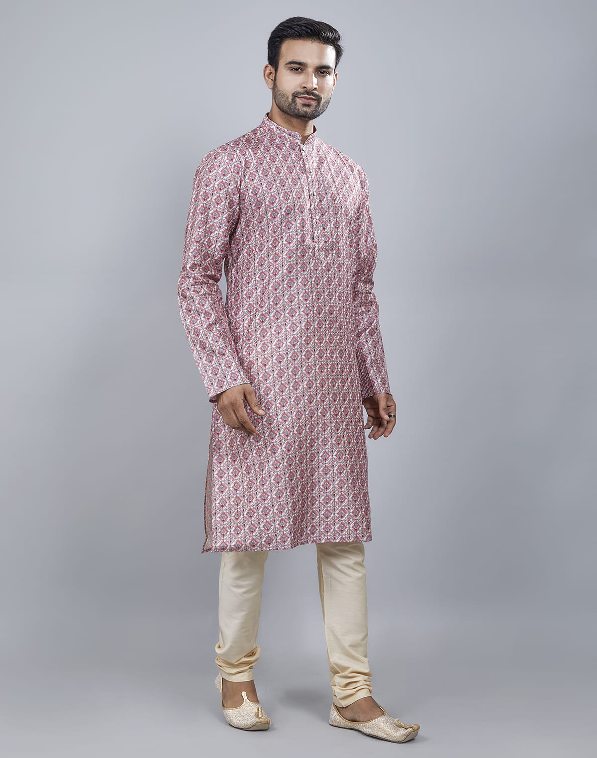 Brocade All Over Multi Color Printed Kurta Set