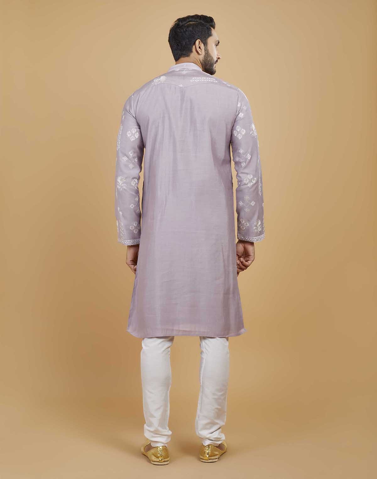 Collection of Soft Silk Floral Thread Embroidery work Kurta Set in a gallery layout