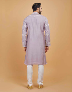 Collection of Soft Silk Floral Thread Embroidery work Kurta Set in a gallery layout