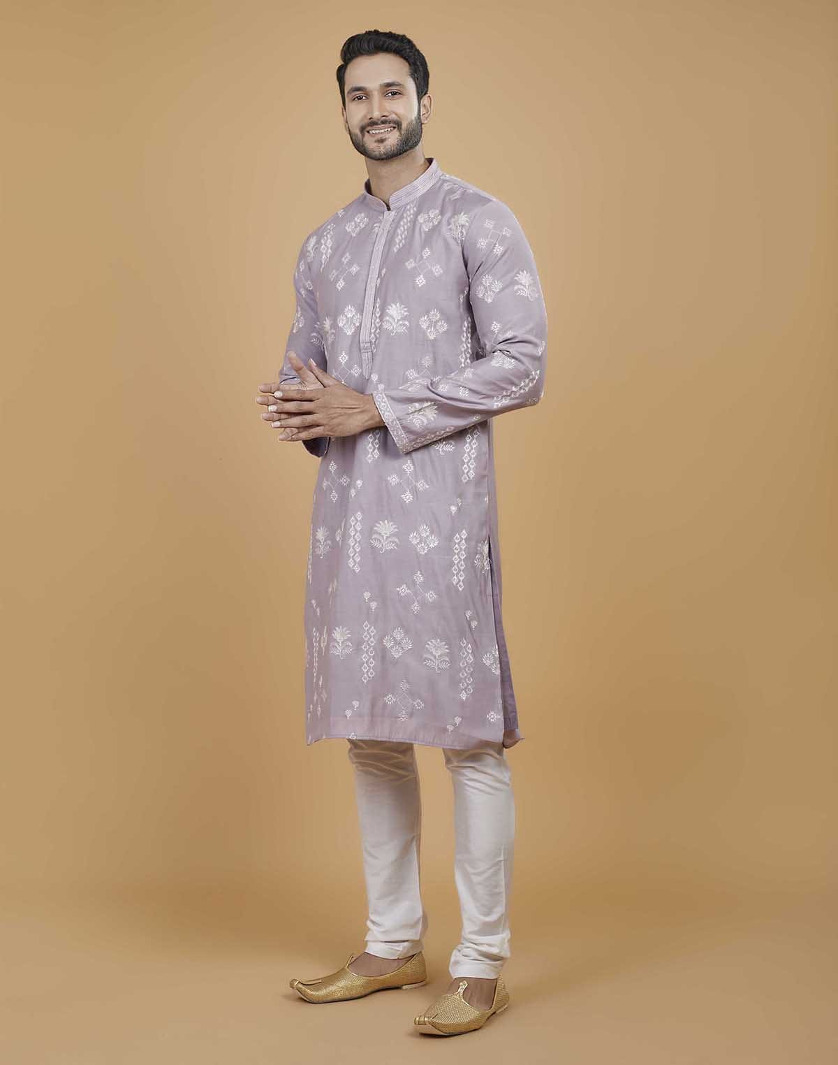 Collection of Soft Silk Floral Thread Embroidery work Kurta Set in a gallery layout