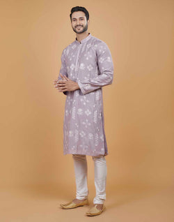 Collection of Soft Silk Floral Thread Embroidery work Kurta Set in a gallery layout