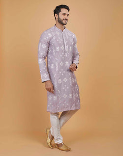 Collection of Soft Silk Floral Thread Embroidery work Kurta Set in a gallery layout