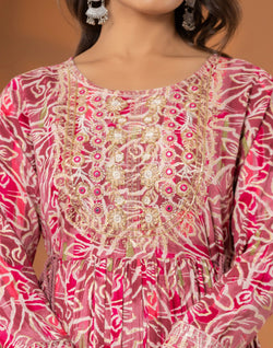 Collection of Pink Rayon Party Wear Trendy Kurti in a gallery layout