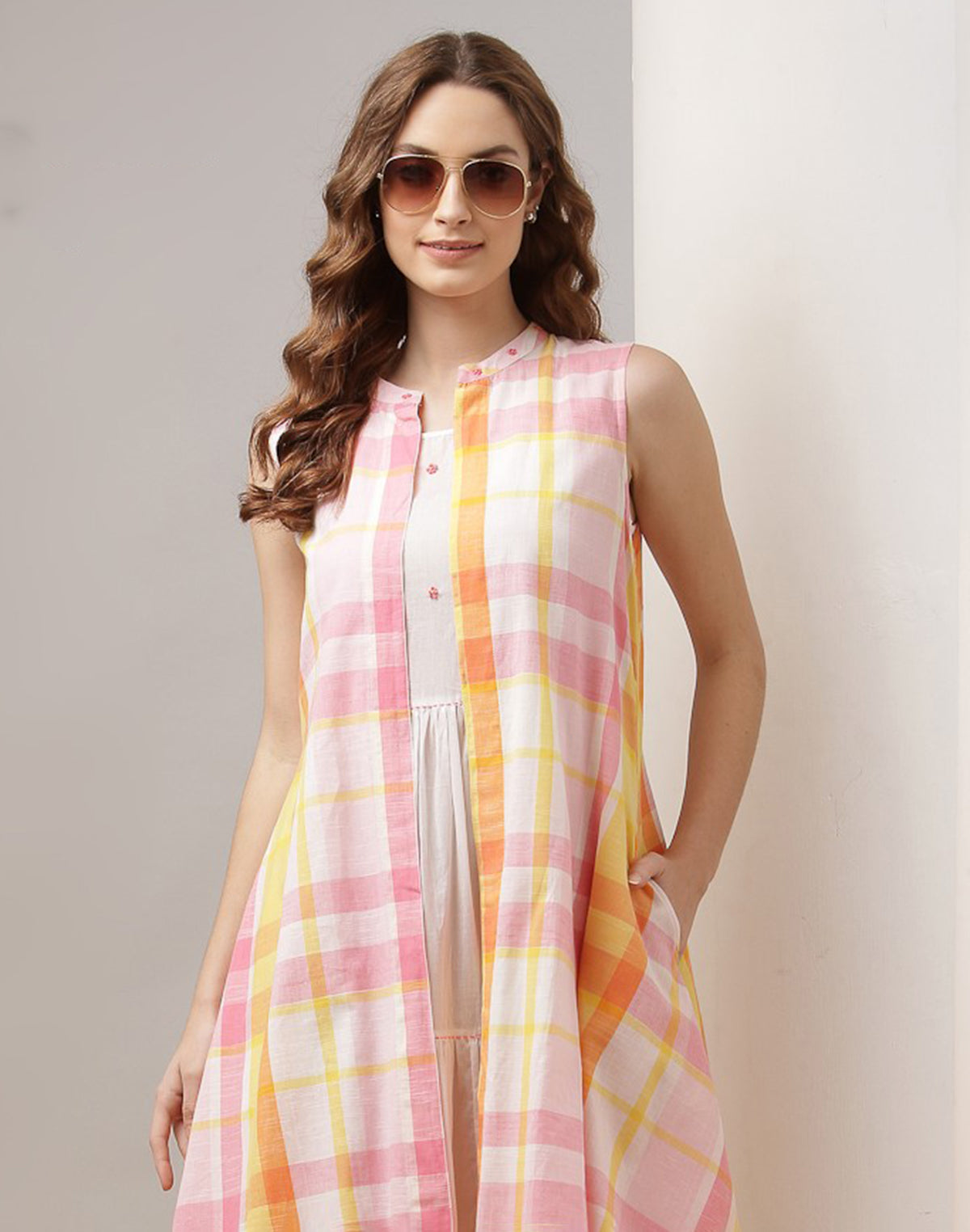 Multi Color Cotton Party Wear Kurti with Shrug