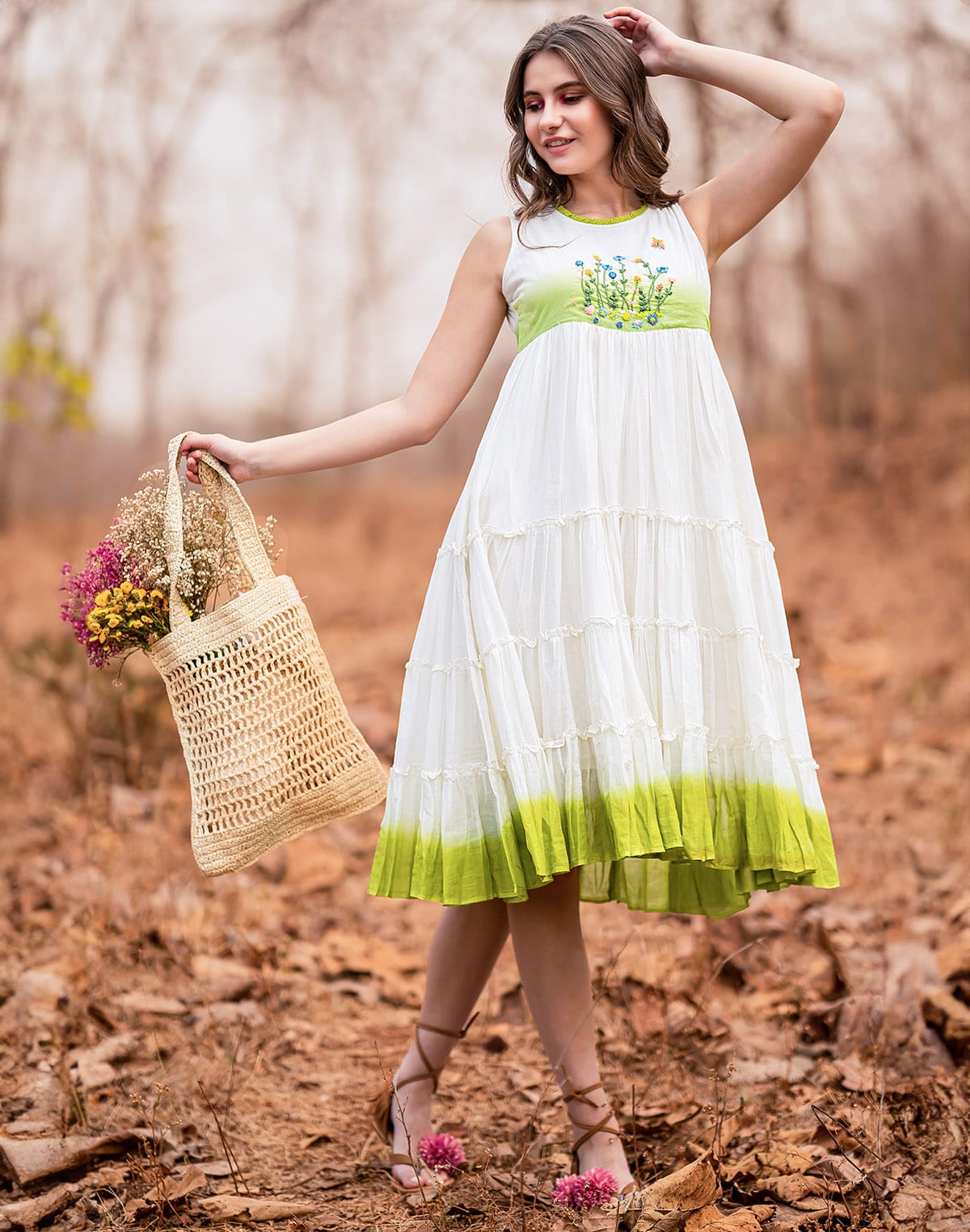 Collection of White Color Designer Party Wear Embroidery work Cotton Kurti in a gallery layout