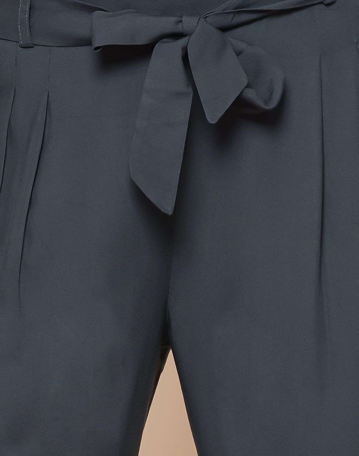 Navy Blue Plain Viscose Rayon Fabric Pant