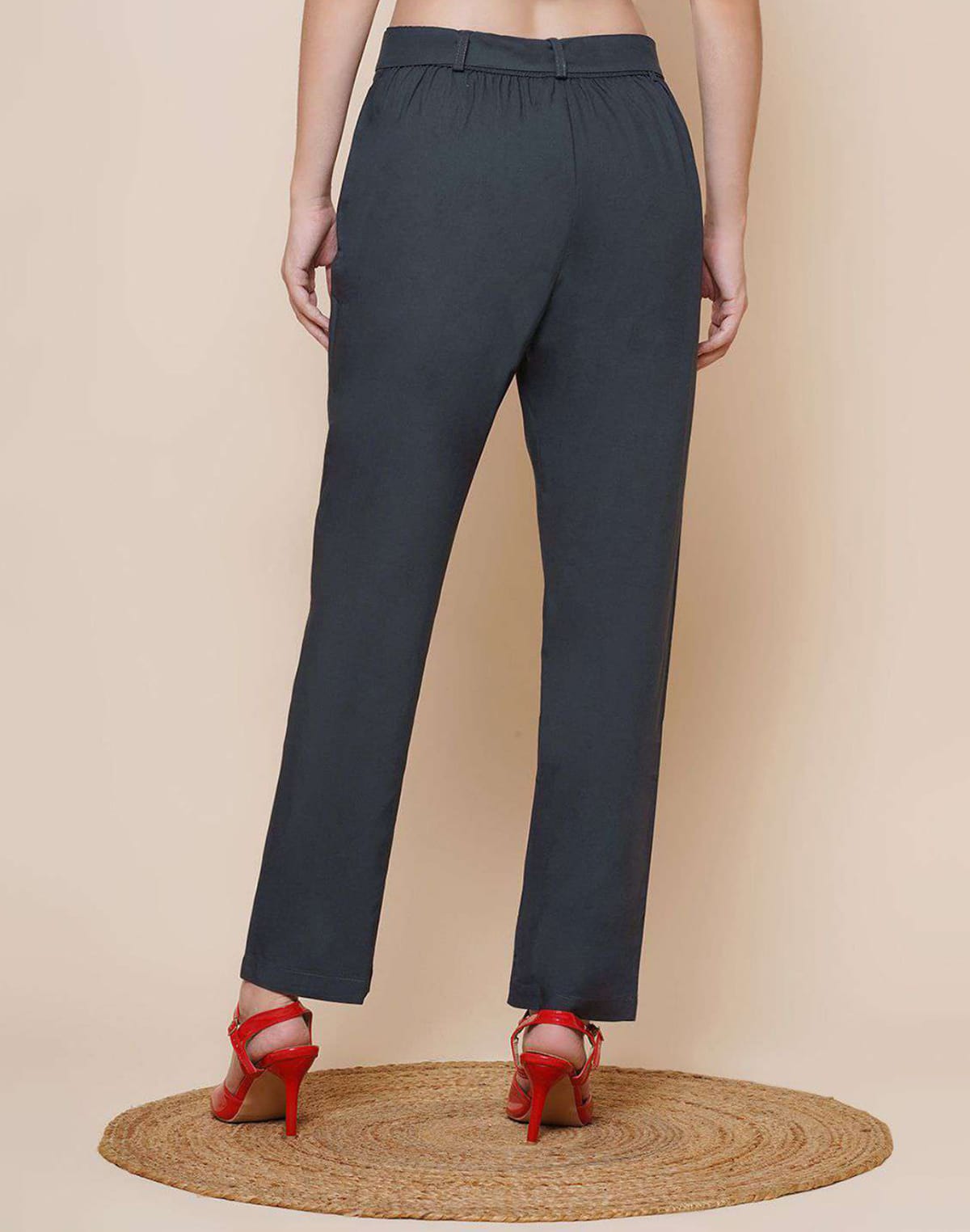 Navy Blue Plain Viscose Rayon Fabric Pant