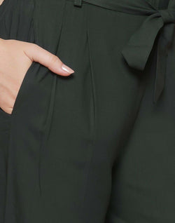 Collection of Green Plain Rayon Pant in a gallery layout