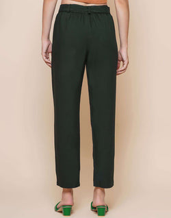 Collection of Green Plain Rayon Pant in a gallery layout