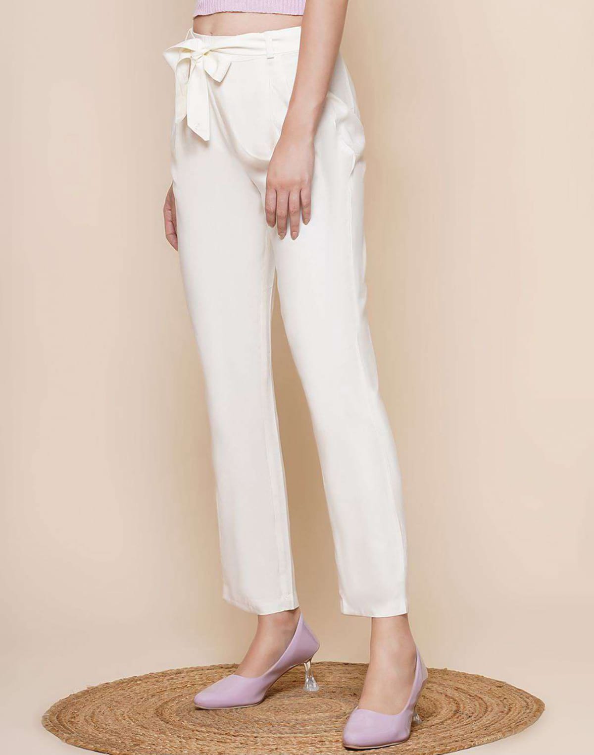 Viscose Rayon White Coloured Plain Pant