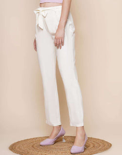 Collection of Viscose Rayon White Coloured Plain Pant in a gallery layout