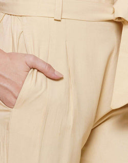 Collection of Plain Viscose Rayon Cream Pant in a gallery layout