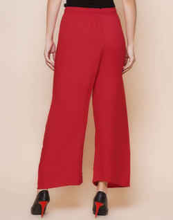 Collection of Red Coloured Viscose Rayon Plazzo Pant in a gallery layout