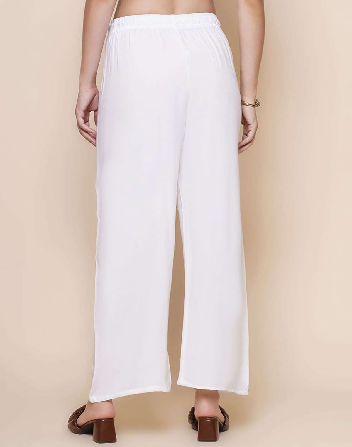 White Plain Viscose Rayon Plazzo Pant