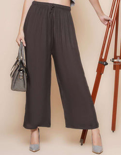 Collection of Viscose Rayon Brown Coloured Plazzo Pant in a gallery layout