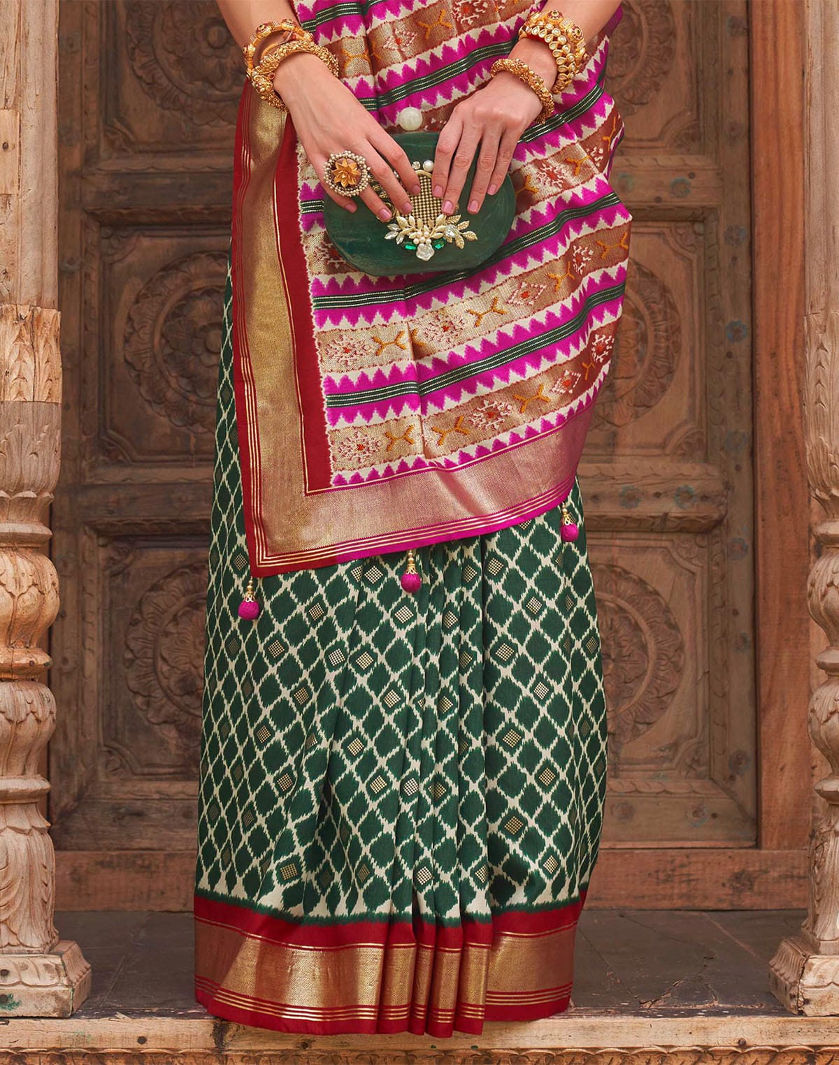 Green Coloured Patola Silk Saree