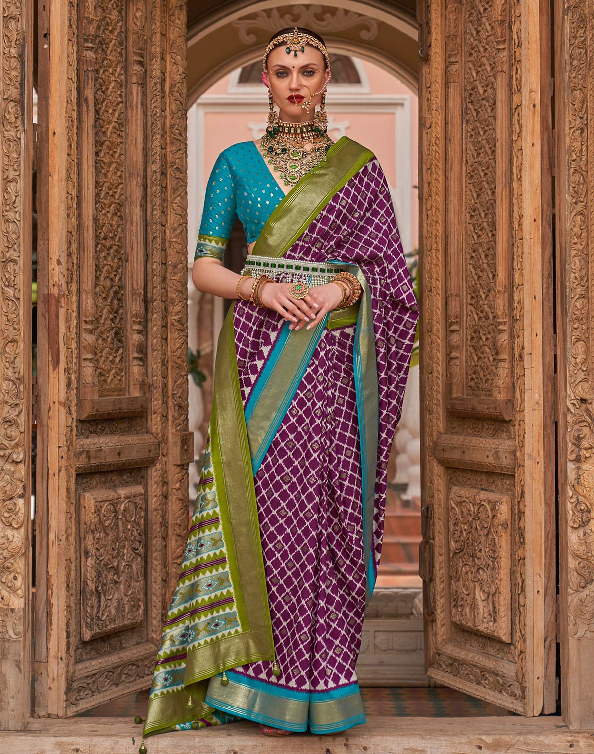 Collection of Deep Purple Patola Saree in a gallery layout