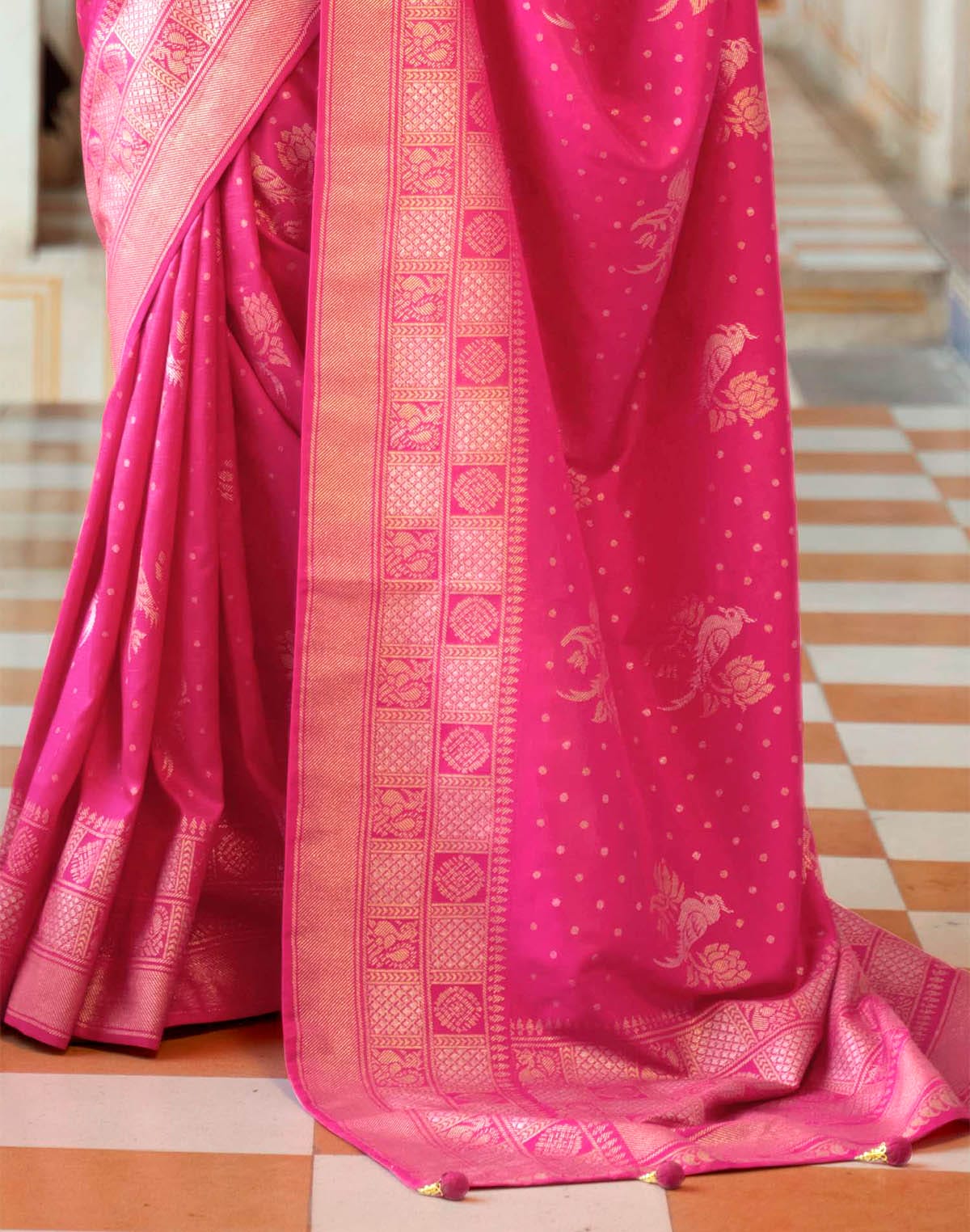 Collection of Pink woven design Banaras Silk Saree in a gallery layout