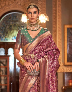 Collection of Light Purple Banaras Silk Saree in a gallery layout