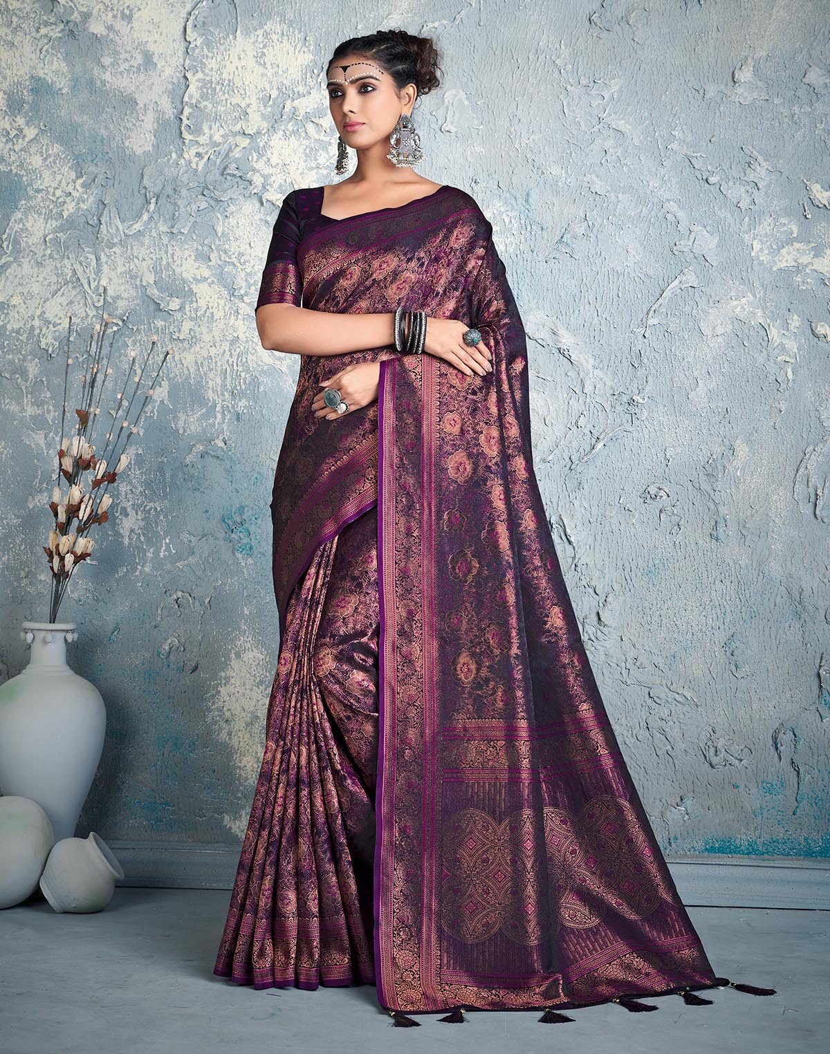 Purple Shade Soft Silk Party Wear Saree