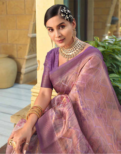 Collection of Light Orange Tissue Fabric Saree in a gallery layout