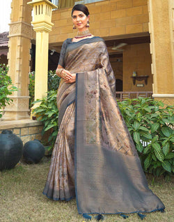 Collection of Elegant Light Beige Colour Tissue Saree in a gallery layout