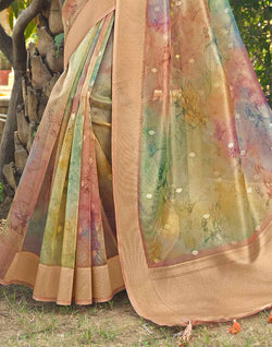 Collection of Stylish Multi Color Organza Designer Saree in a gallery layout