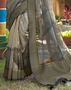 Collection of Light Grey Stylish Pattern Organza Saree in a gallery layout